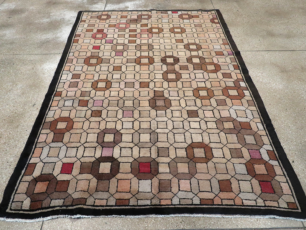 Vintage Chinese Art Deco Accent Rug, No.33133 - Gsblank