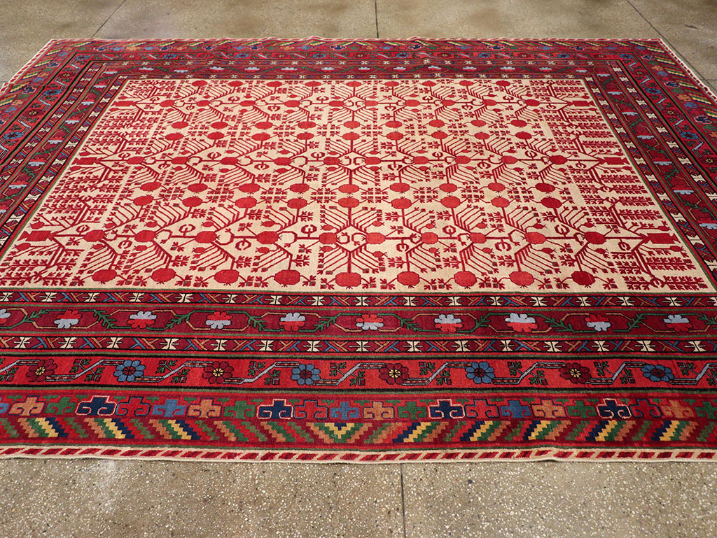 Vintage East Turkestan Khotan Room Size Carpet, No.33155 - Gsblank