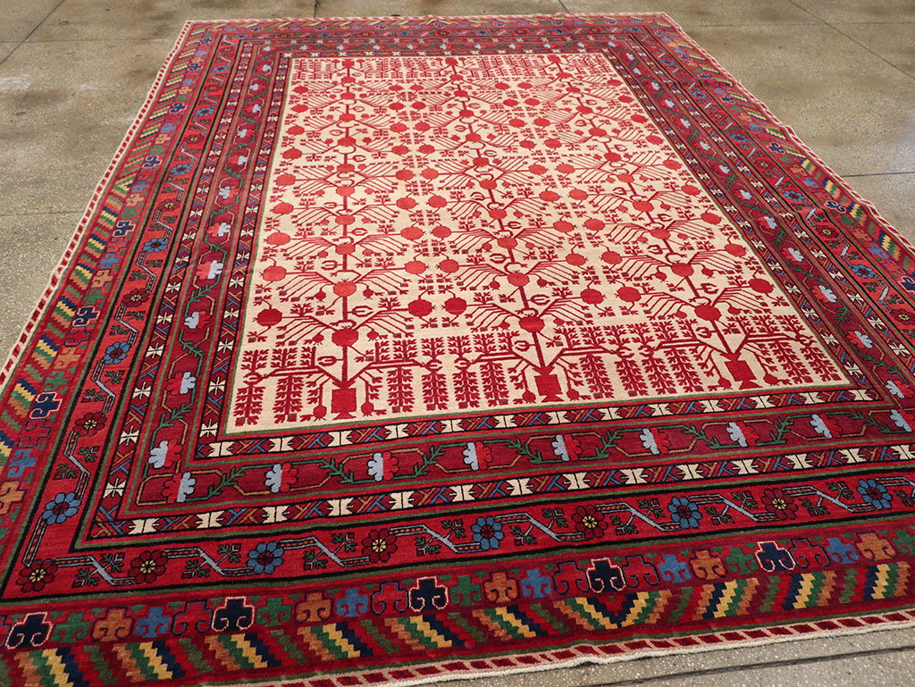 Vintage East Turkestan Khotan Room Size Carpet, No.33155 - Gsblank