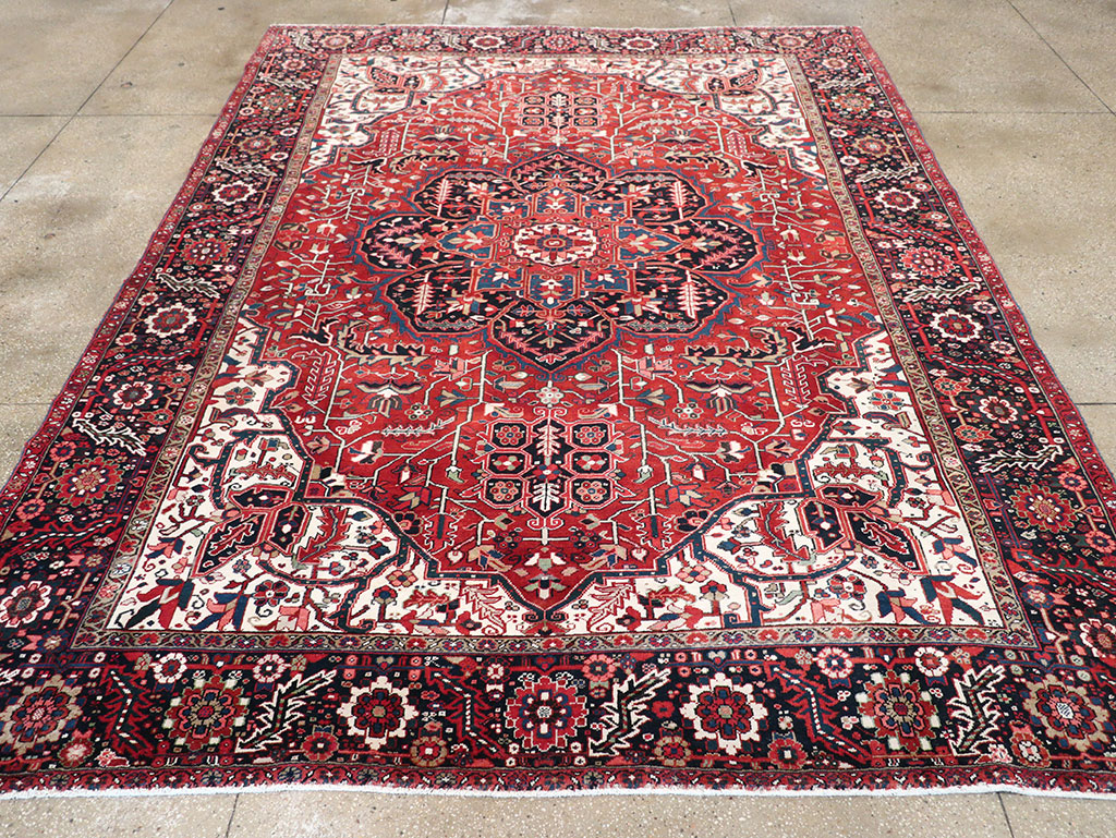 Vintage Persian Heriz Room Size Carpet, No.33168 - Gsblank