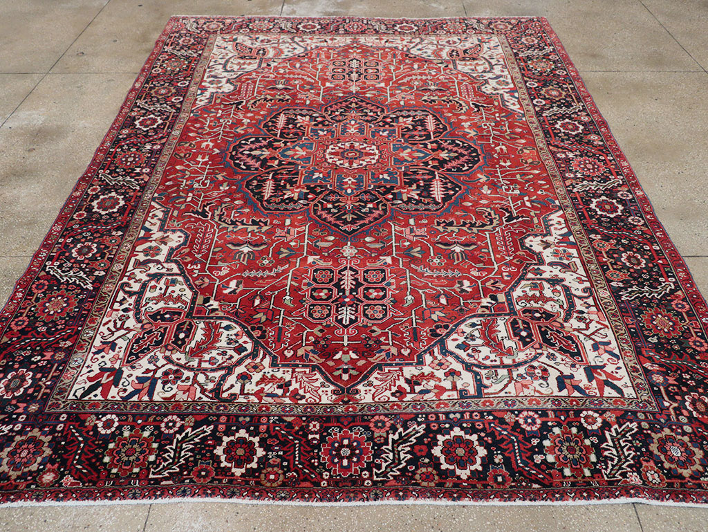 Vintage Persian Heriz Room Size Carpet, No.33168 - Gsblank