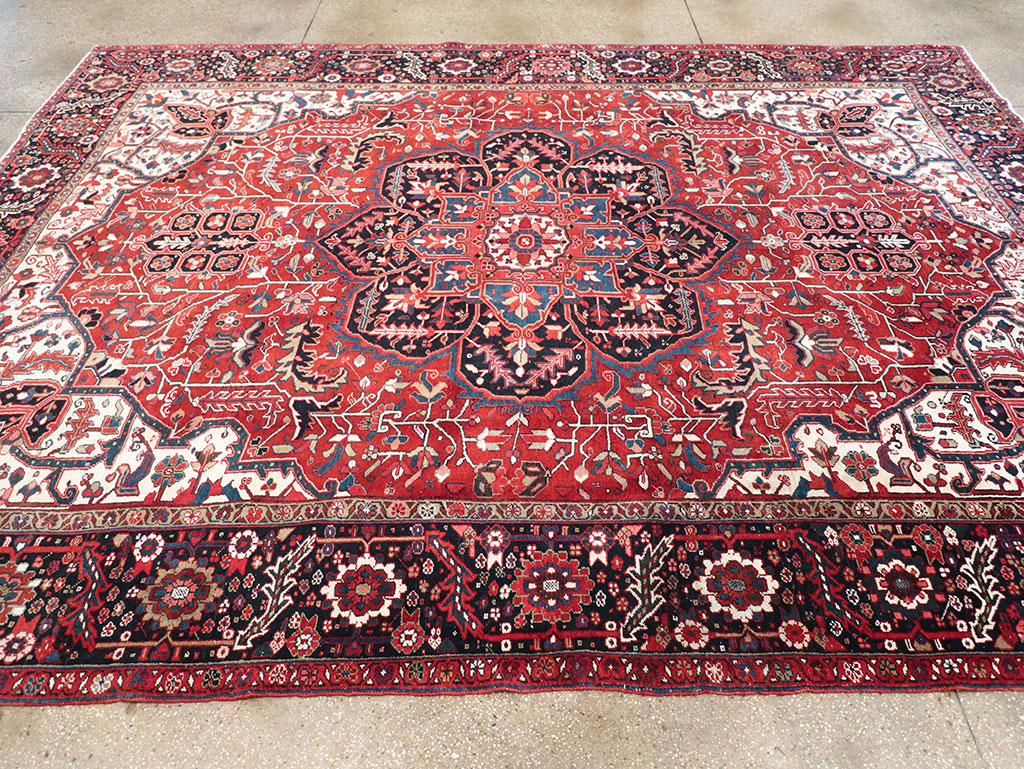 Vintage Persian Heriz Room Size Carpet, No.33168 - Gsblank