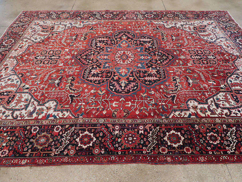 Vintage Persian Heriz Room Size Carpet, No.33168 - Gsblank