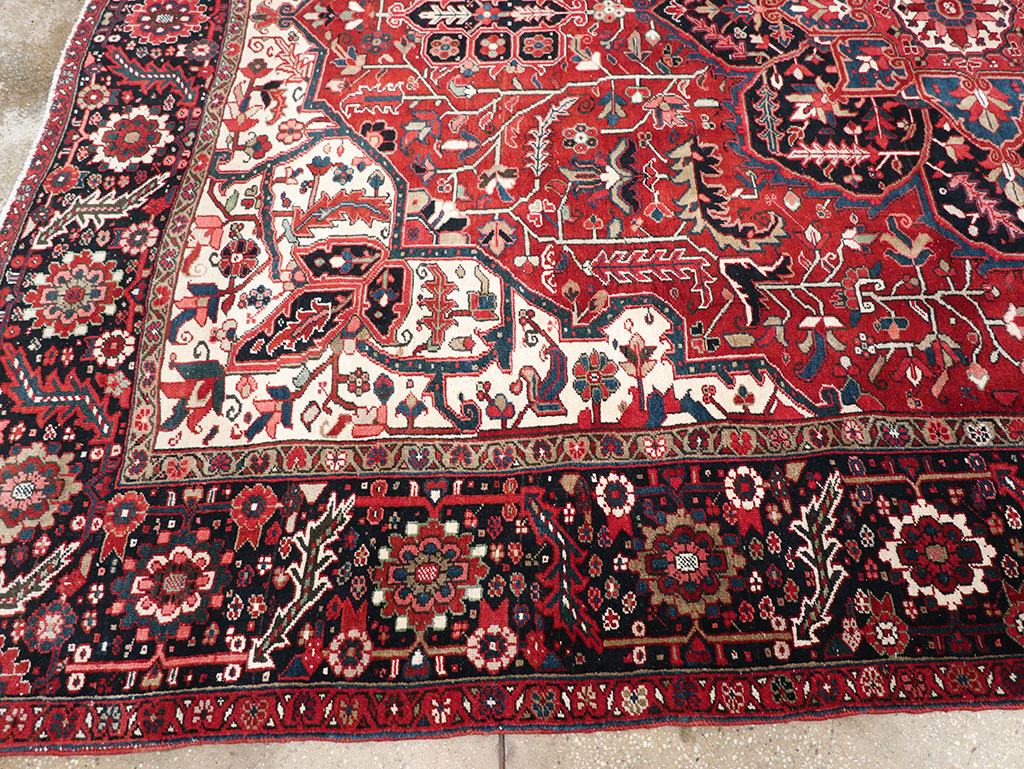 Vintage Persian Heriz Room Size Carpet, No.33168 - Gsblank