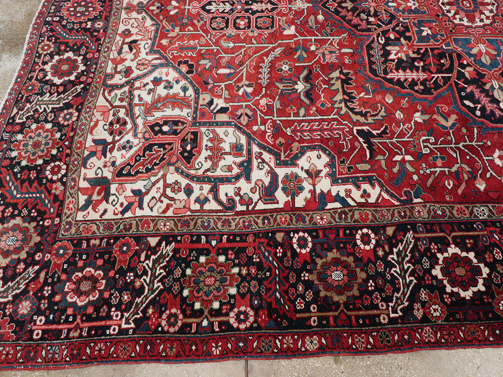 Vintage Persian Heriz Room Size Carpet, No.33168 - Gsblank