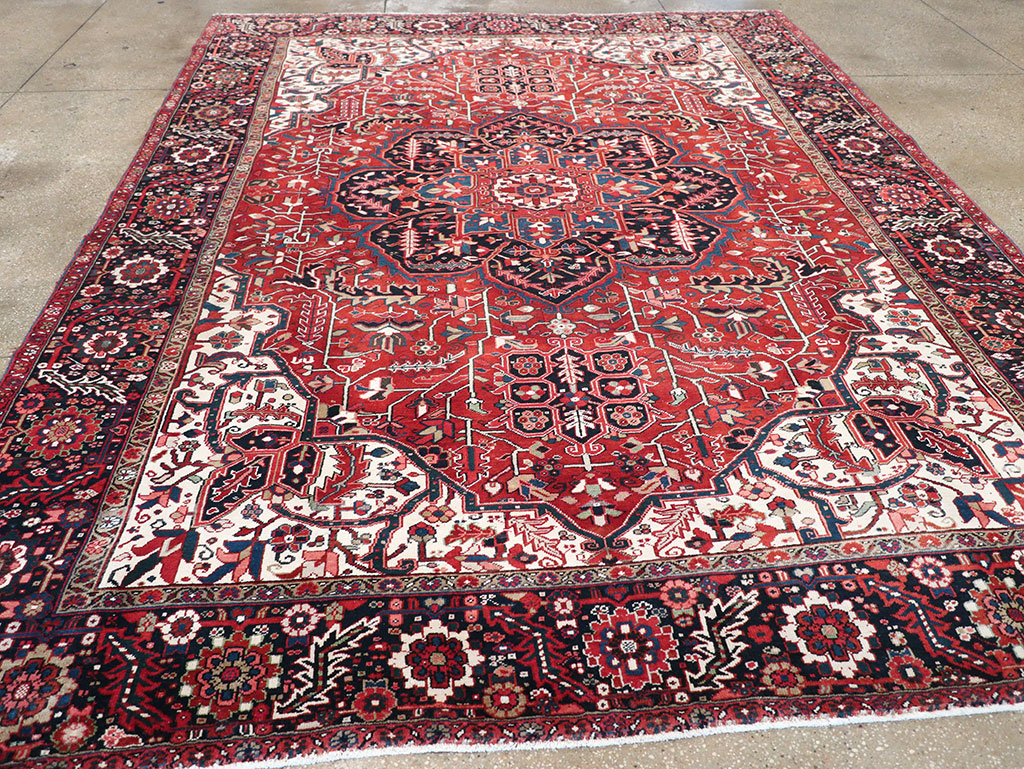 Vintage Persian Heriz Room Size Carpet, No.33168 - Gsblank