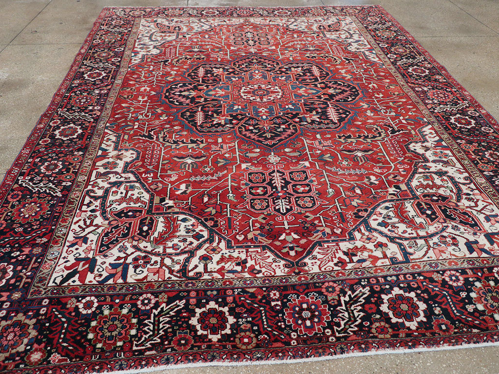 Vintage Persian Heriz Room Size Carpet, No.33168 - Gsblank