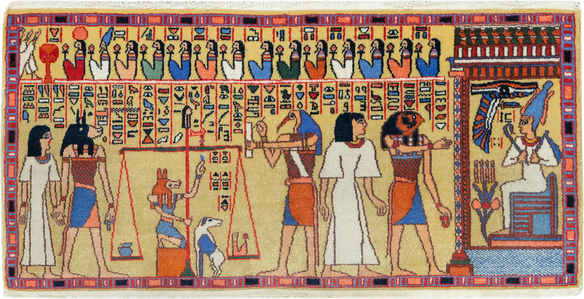 Vintage Egyptian Pictorial Throw Rug, No.33175 - Gsblank