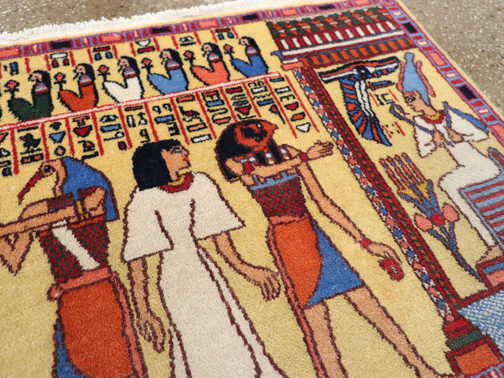 Vintage Egyptian Pictorial Throw Rug, No.33175 - Gsblank