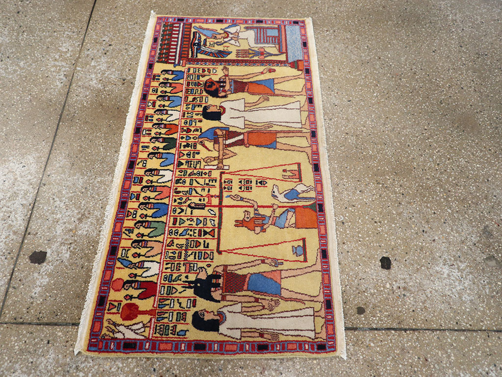 Vintage Egyptian Pictorial Throw Rug, No.33175 - Gsblank