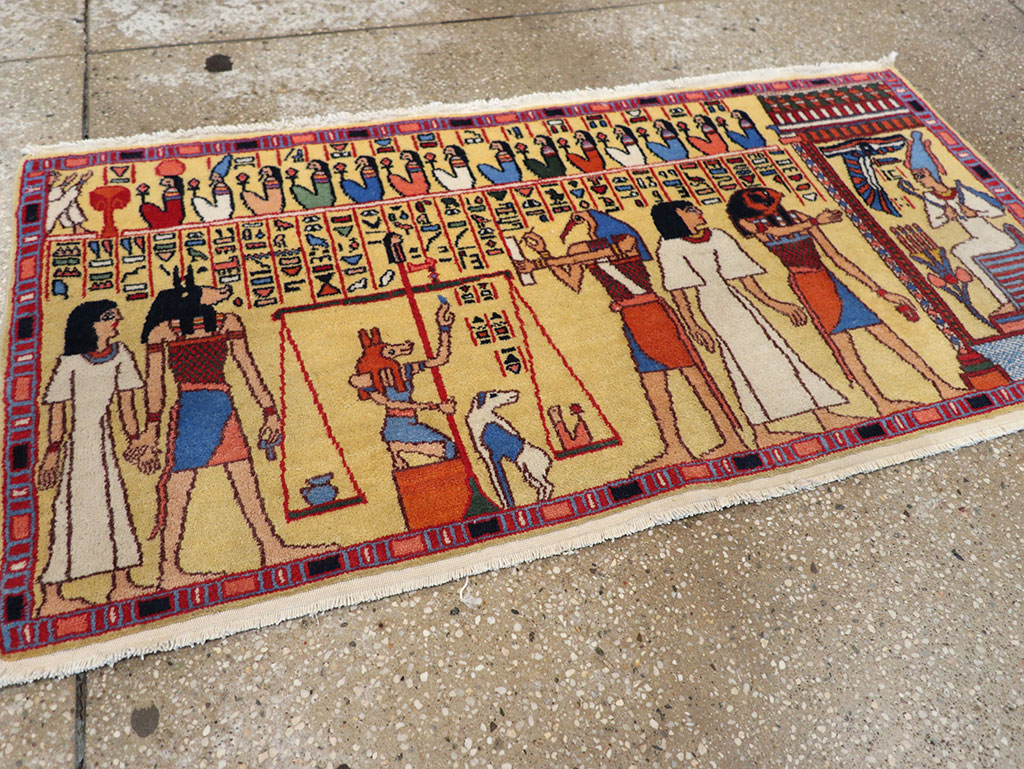 Vintage Egyptian Pictorial Throw Rug, No.33175 - Gsblank
