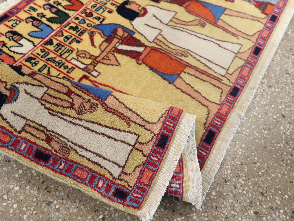 Vintage Egyptian Pictorial Throw Rug, No.33175 - Gsblank