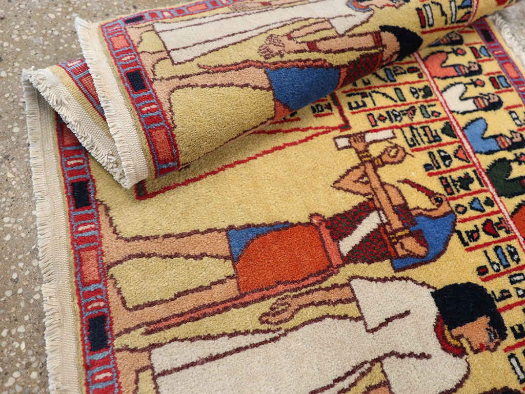 Vintage Egyptian Pictorial Throw Rug, No.33175 - Gsblank