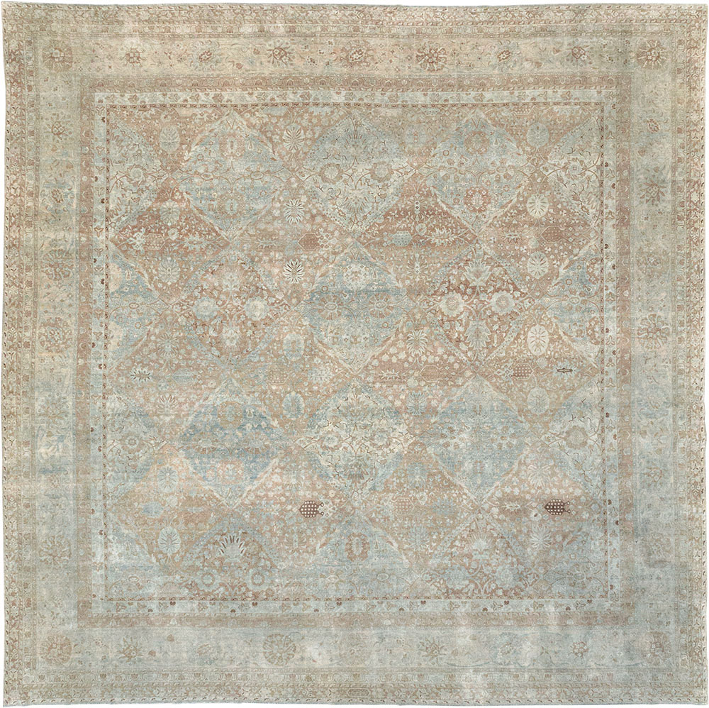 Antique Persian Lavar Kerman Large Square Room Size Carpet, No.33185 - Gsblank