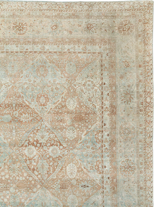 Antique Persian Lavar Kerman Large Square Room Size Carpet, No.33185 - Gsblank