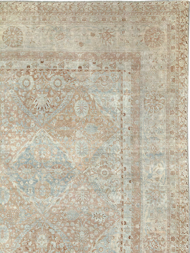 Antique Persian Lavar Kerman Large Square Room Size Carpet, No.33185 - Gsblank