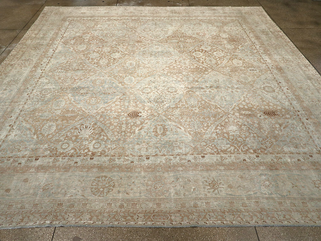 Antique Persian Lavar Kerman Square Large Room Size Carpet, No.33185 - Gsblank