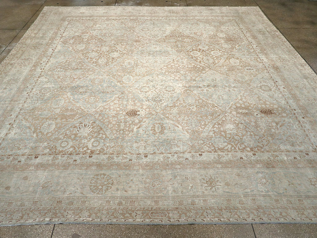 Antique Persian Lavar Kerman Large Square Room Size Carpet, No.33185 - Gsblank