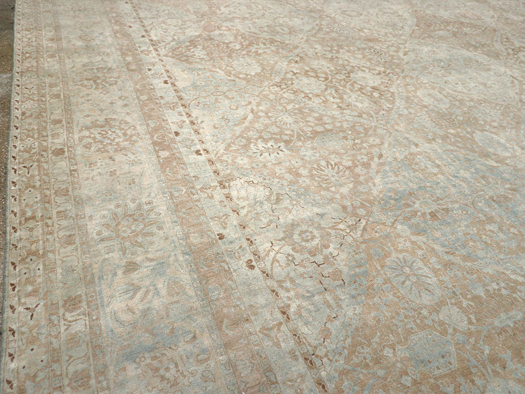 Antique Persian Lavar Kerman Large Square Room Size Carpet, No.33185 - Gsblank