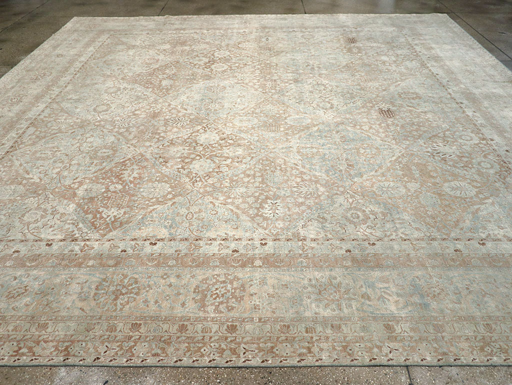 Antique Persian Lavar Kerman Large Square Room Size Carpet, No.33185 - Gsblank