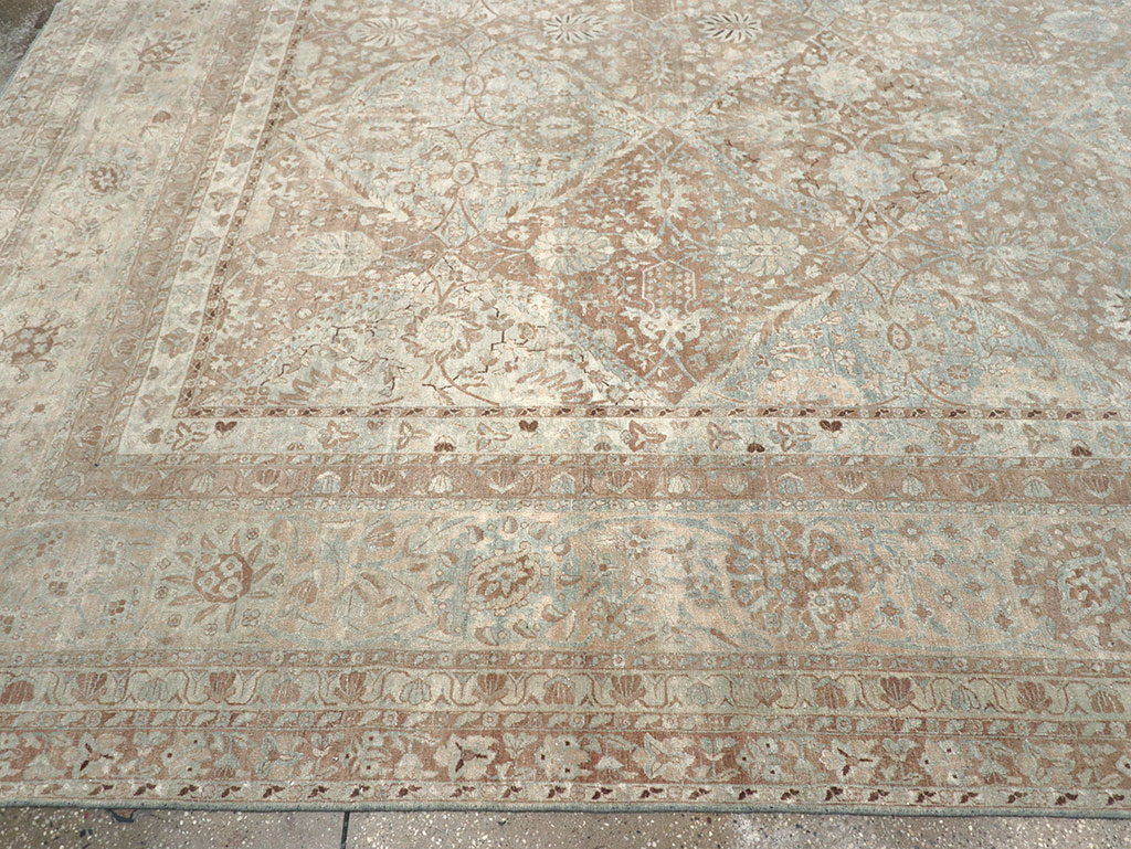 Antique Persian Lavar Kerman Large Square Room Size Carpet, No.33185 - Gsblank