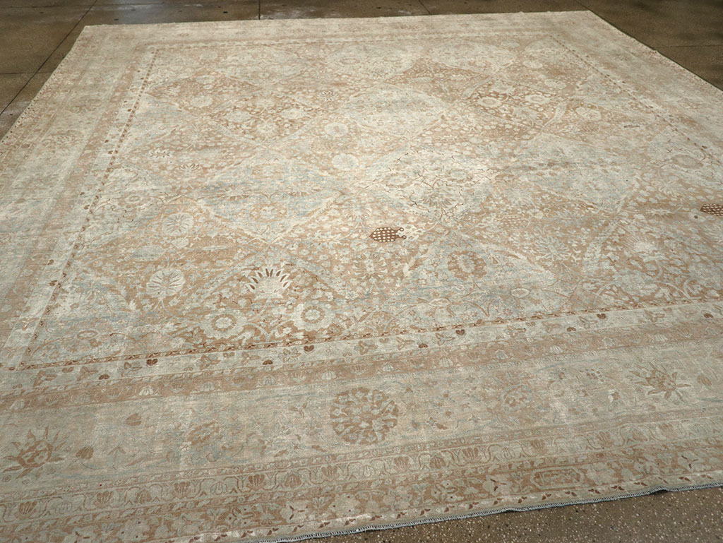 Antique Persian Lavar Kerman Square Large Room Size Carpet, No.33185 - Gsblank