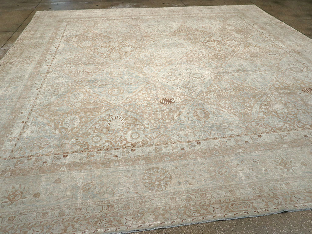 Antique Persian Lavar Kerman Large Square Room Size Carpet, No.33185 - Gsblank