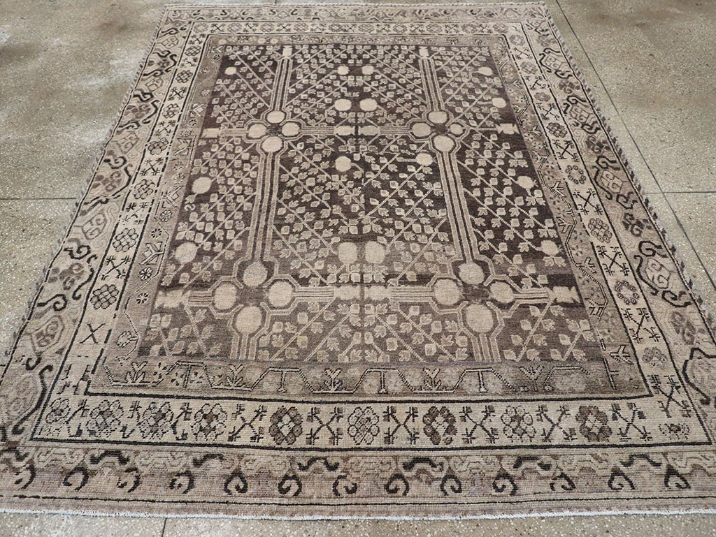 Antique East Turkestan Khotan Accent Rug, No.33189 - Gsblank