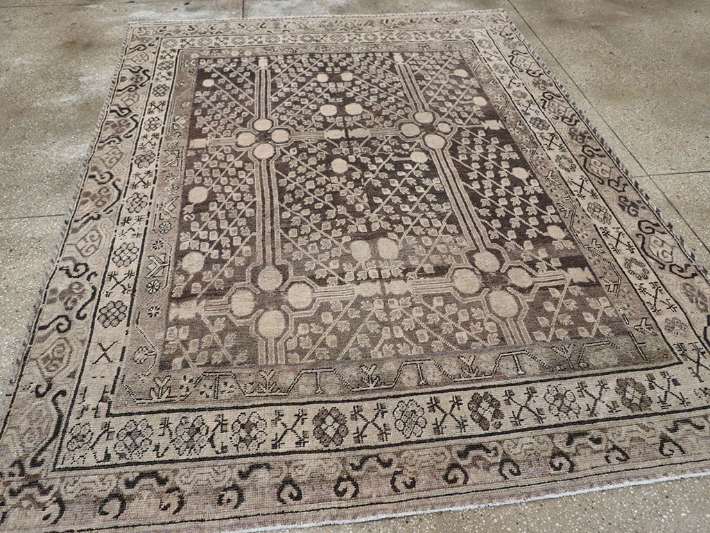 Antique East Turkestan Khotan Accent Rug, No.33189 - Gsblank