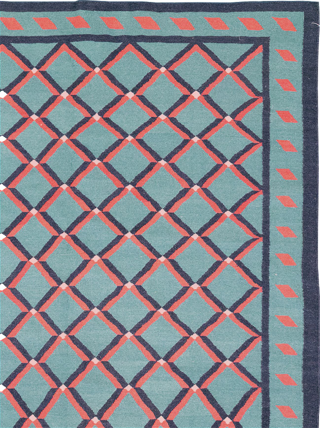 Modern Indian Flatweave Dhurrie Room Size Carpet, No.33202 - Gsblank