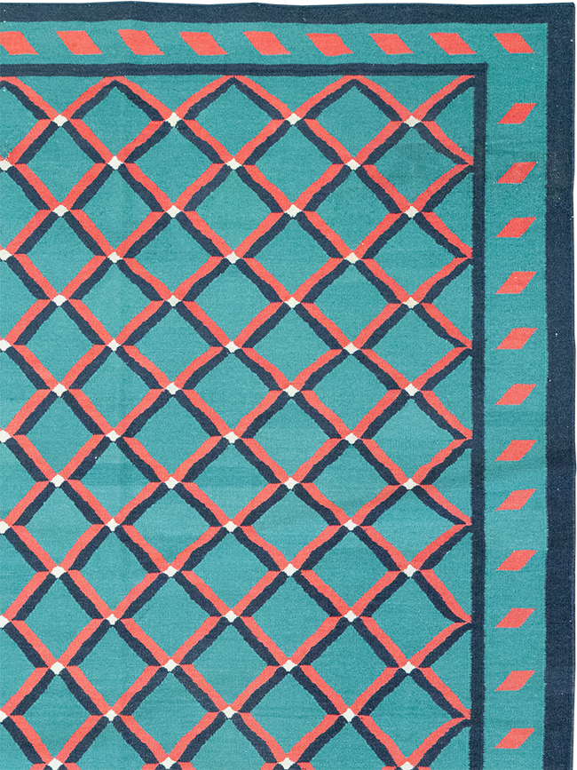 Modern Indian Flatweave Dhurrie Room Size Carpet, No.33202 - Gsblank