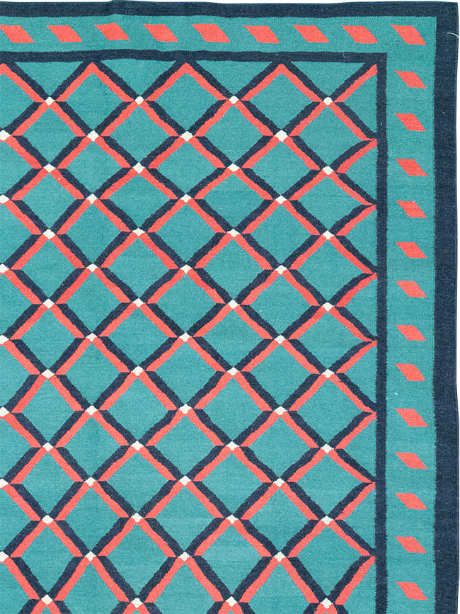Modern Indian Flatweave Dhurrie Room Size Carpet, No.33202 - Gsblank
