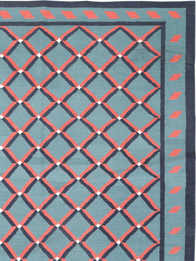 Modern Indian Flatweave Dhurrie Room Size Carpet, No.33202 - Gsblank