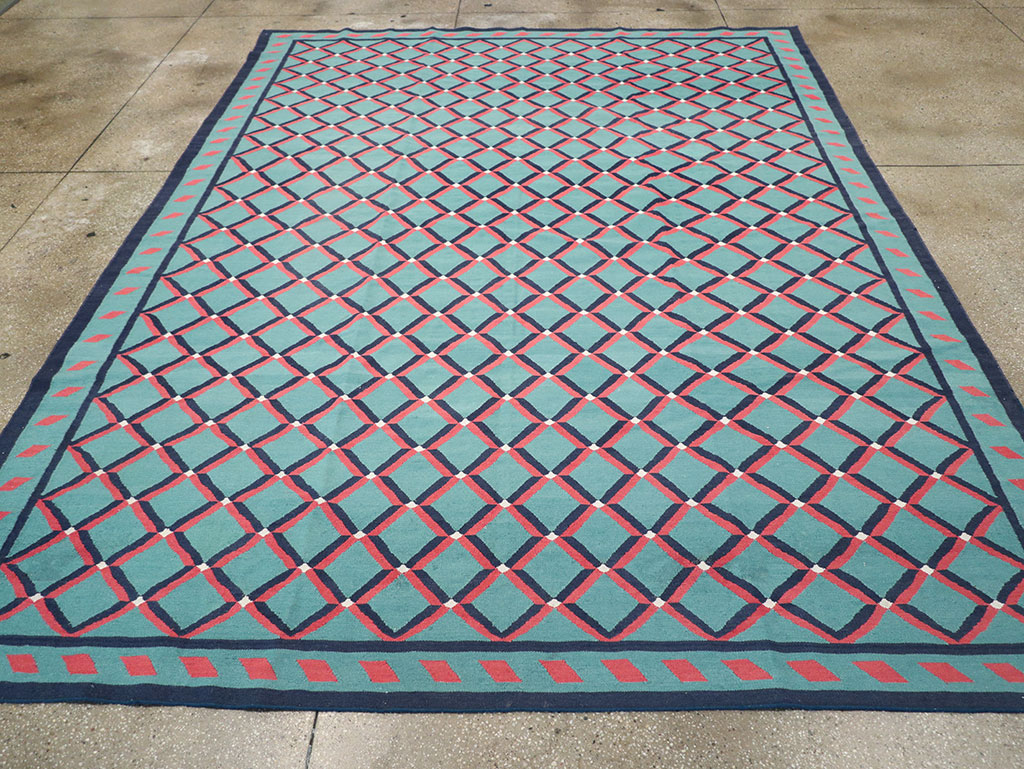 Modern Indian Flatweave Dhurrie Room Size Carpet, No.33202 - Gsblank