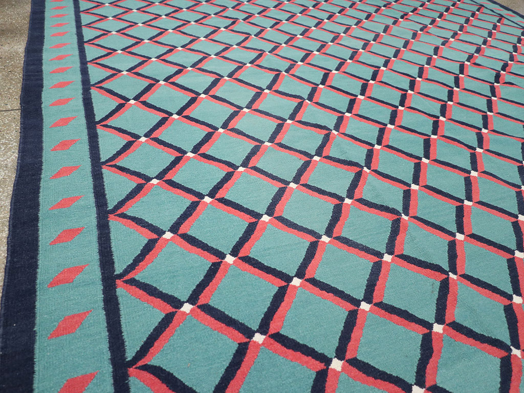 Modern Indian Flatweave Dhurrie Room Size Carpet, No.33202 - Gsblank