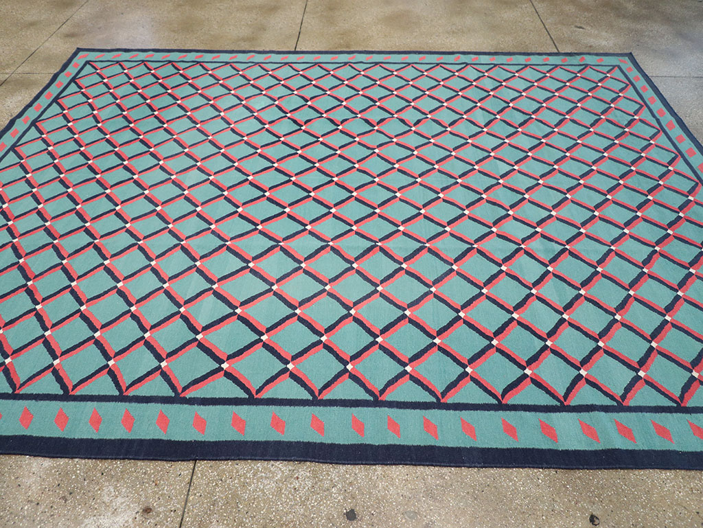 Modern Indian Flatweave Dhurrie Room Size Carpet, No.33202 - Gsblank