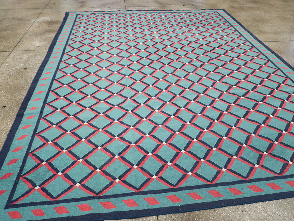 Modern Indian Flatweave Dhurrie Room Size Carpet, No.33202 - Gsblank