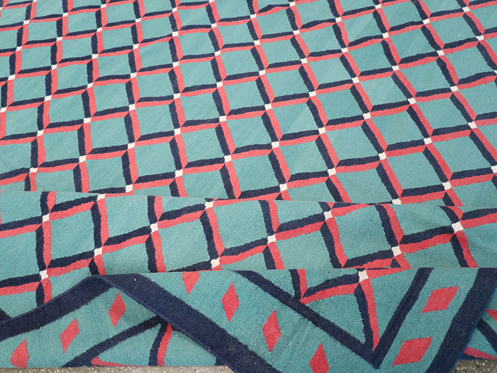 Modern Indian Flatweave Dhurrie Room Size Carpet, No.33202 - Gsblank