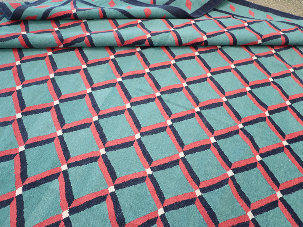 Modern Indian Flatweave Dhurrie Room Size Carpet, No.33202 - Gsblank