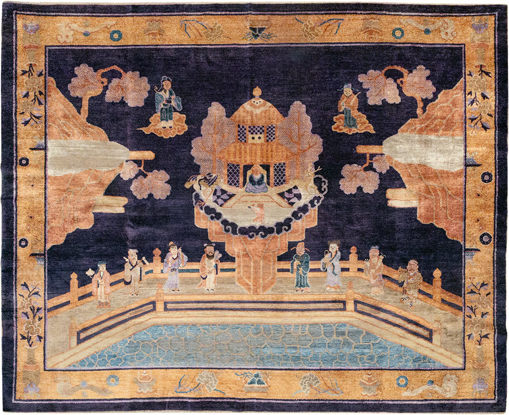 Antique Chinese Silk Pictorial Rug, No.33205 - Gsblank