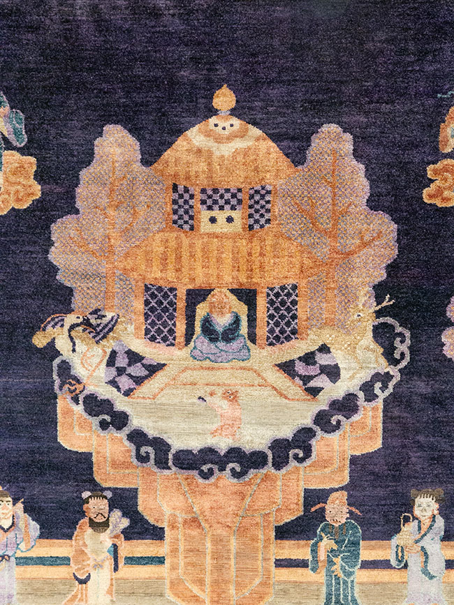 Antique Chinese Silk Pictorial Rug, No.33205 - Gsblank