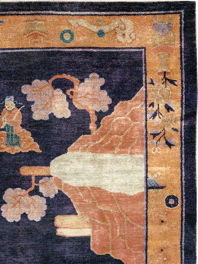 Antique Chinese Silk Pictorial Rug, No.33205 - Gsblank