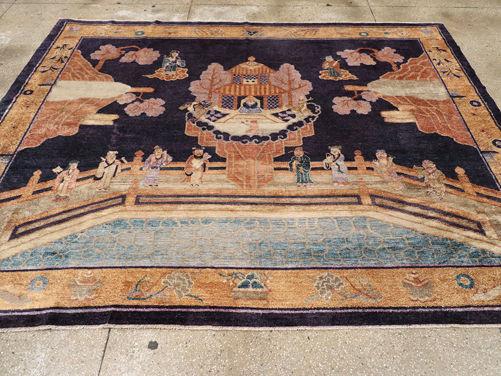 Antique Chinese Silk Pictorial Rug, No.33205 - Gsblank
