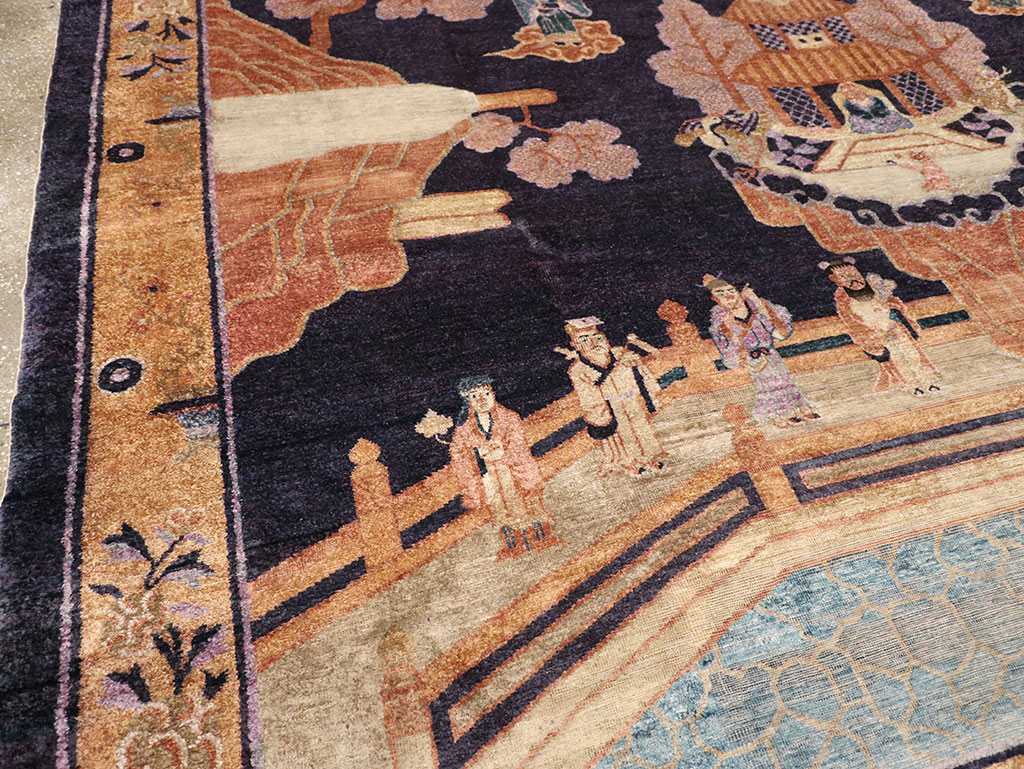 Antique Chinese Silk Pictorial Rug, No.33205 - Gsblank