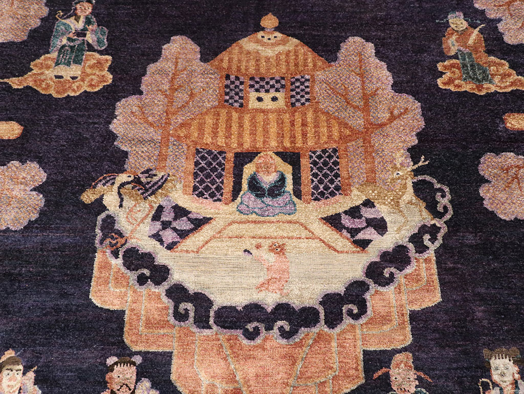 Antique Chinese Silk Pictorial Rug, No.33205 - Gsblank