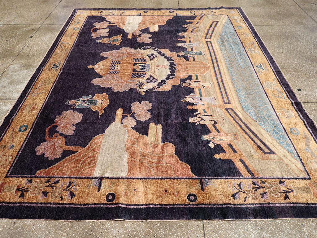 Antique Chinese Silk Pictorial Rug, No.33205 - Gsblank