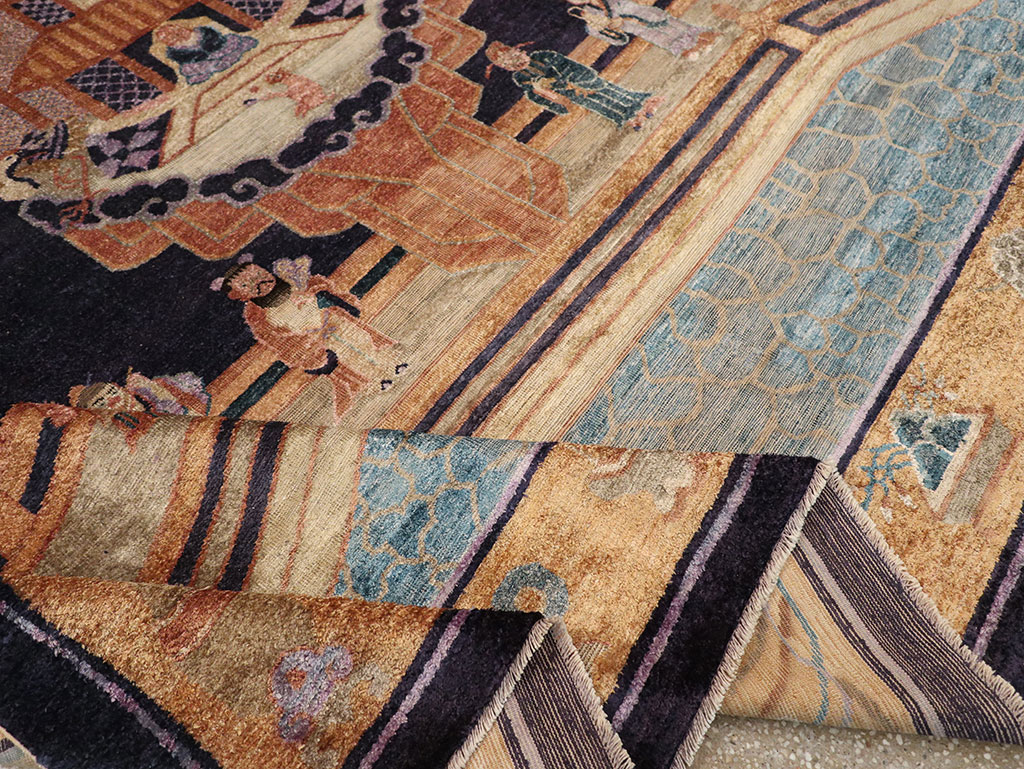 Antique Chinese Silk Pictorial Rug, No.33205 - Gsblank