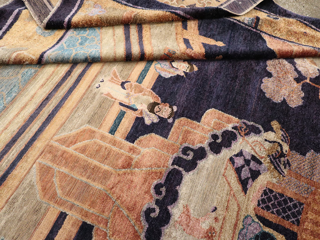 Antique Chinese Silk Pictorial Rug, No.33205 - Gsblank