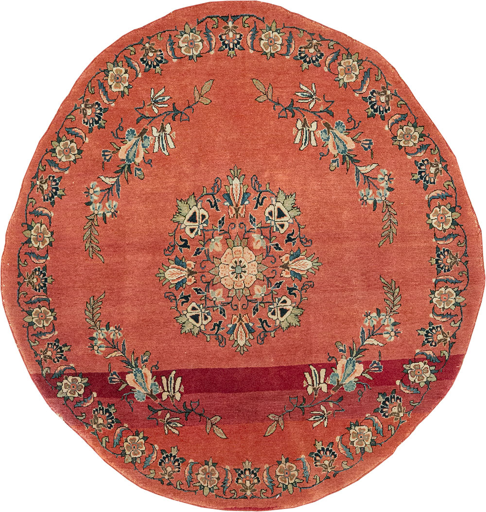 Antique Persian Kerman Round Rug, No.33206 - Gsblank