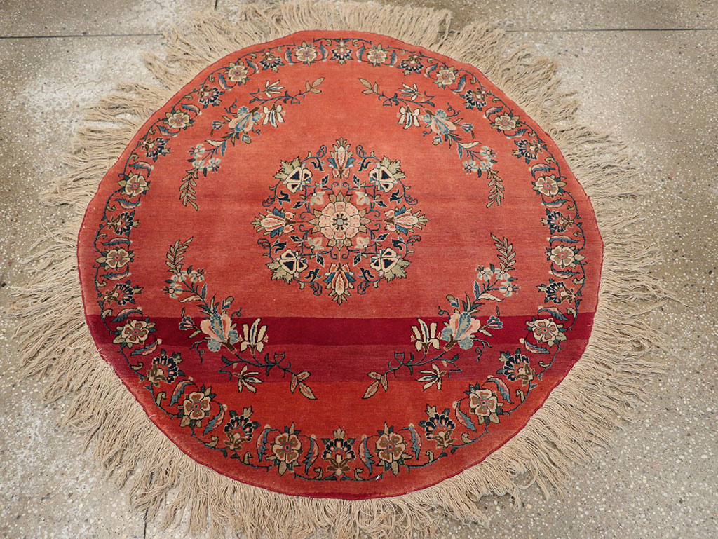 Antique Persian Kerman Round Rug, No.33206 - Gsblank